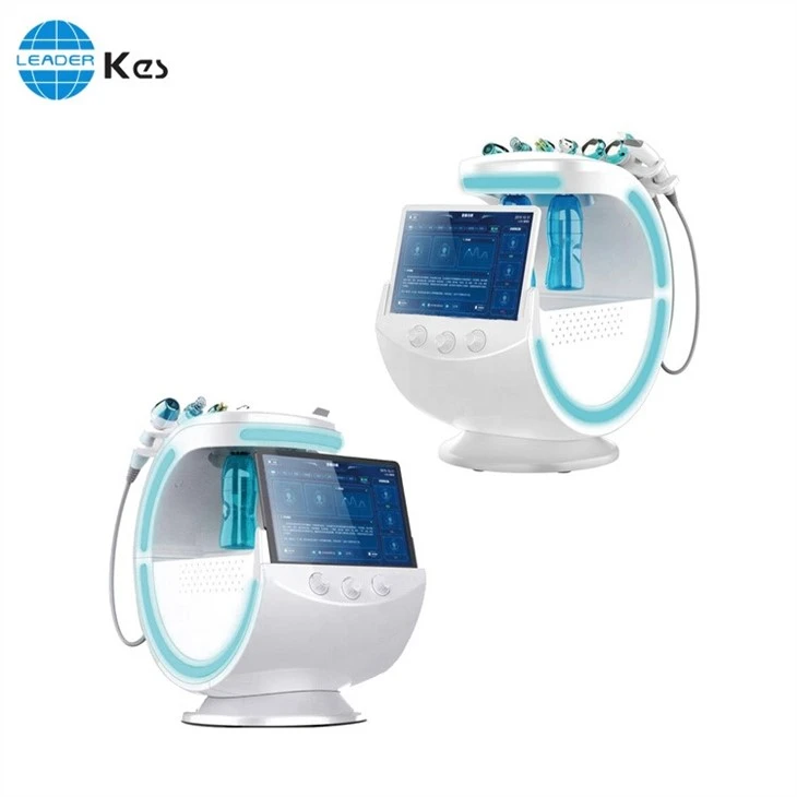 Multifunctional 7 in 1 Portable Smart Ice Blue RF Dermabrasion Oxygen Water Peeling Facial Beauty Machine Skin Analyzer